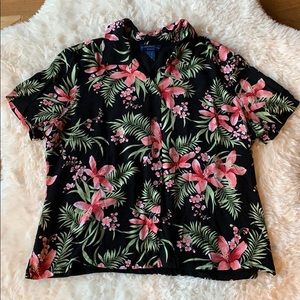 🌻 3/$25 Vintage 90s floral Hawaiian print shirt